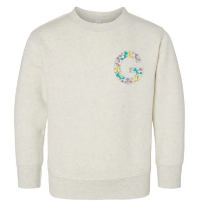 Mermaid Custom Letter Embroidered Kids Crewneck Sweatshirt