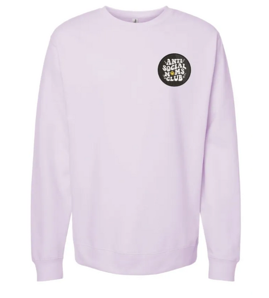 Anti Social Moms Club Smiley Face Embroidered Crewneck Sweatshirt