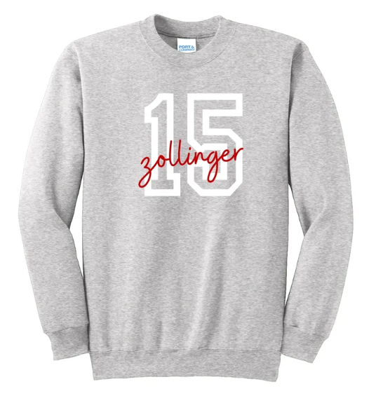 Custom Name & Number Embroidered Crewneck Sweatshirt