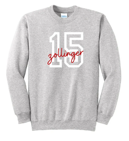 Custom Name & Number Embroidered Crewneck Sweatshirt