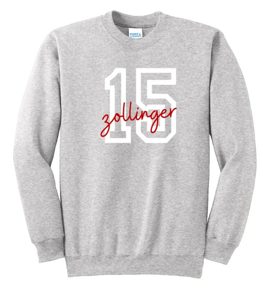 Custom Name & Number Embroidered Crewneck Sweatshirt