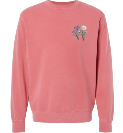 Custom Birth Flower Embroidered Crewneck Sweatshirt