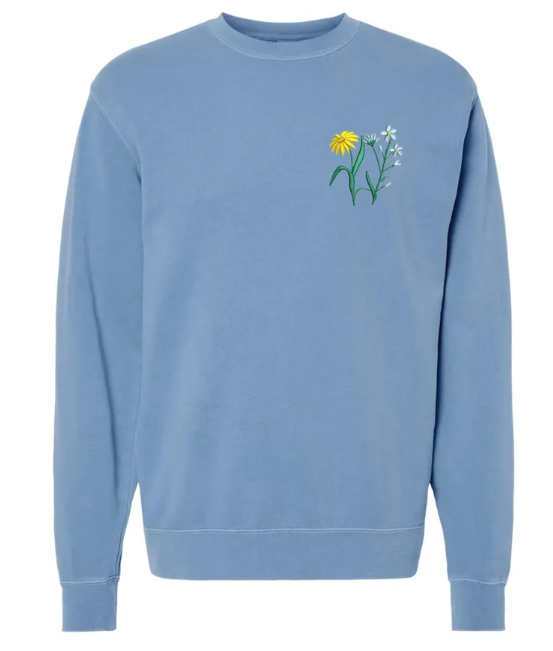 Custom Birth Flower Embroidered Crewneck Sweatshirt