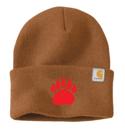 Red Paw Print Embroidered Carhartt Beanie Hat