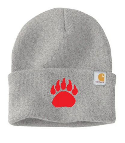 Red Paw Print Embroidered Carhartt Beanie Hat