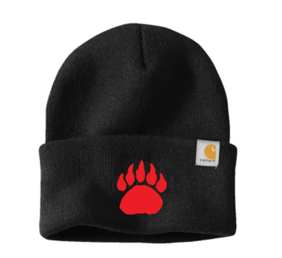 Red Paw Print Embroidered Carhartt Beanie Hat