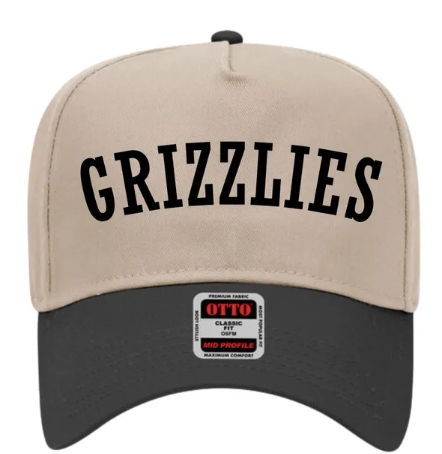 Grizzlies Embroidered Black & Khaki OTTO 5 Panel Mid Profile Baseball Cap