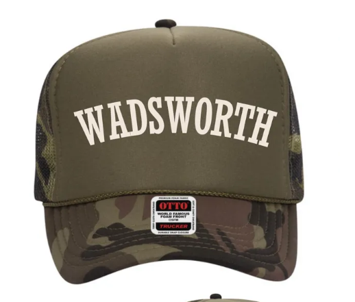 Wadsworth Camo Embroidered Otto Cap 5 Panel High Crown Mesh Back Foam Trucker Hat