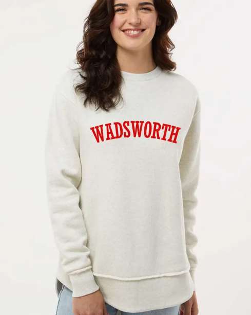 Wadsworth Embroidered Ladies Weekend Fleece Raw Edge Crewneck Sweatshirt