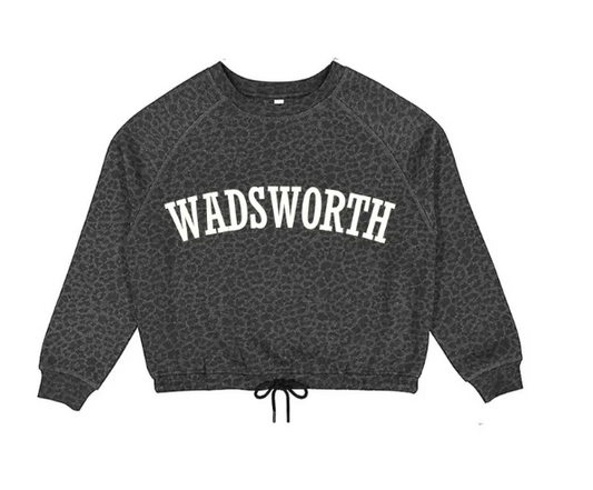 Wadsworth Embroidered Black Leopard Boxy Crewneck Top