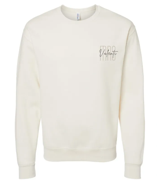 Mrs. "Your Name" White Cream Embroidered Unisex Crew Neck Sweatshirt