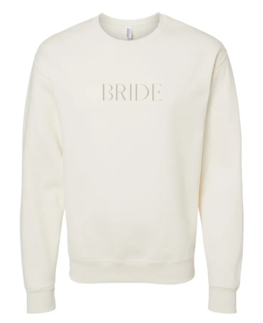 Bride Embroidered Cream Unisex Crew Neck Sweatshirt