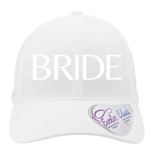 Bride Tone on Tone Embroidered White Floral Perforated Ponytail Trucker Hat