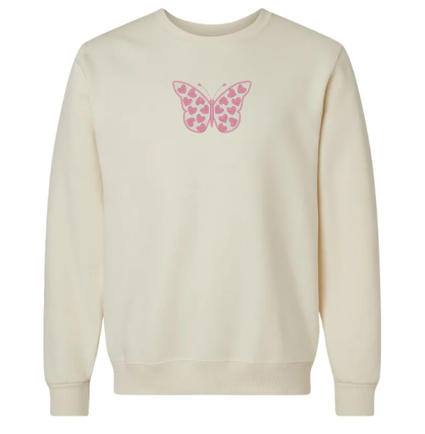 Butterfly Heart Embroidery Crewneck Sweatshirt