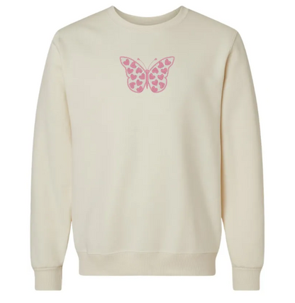 Butterfly Heart Embroidery Crewneck Sweatshirt