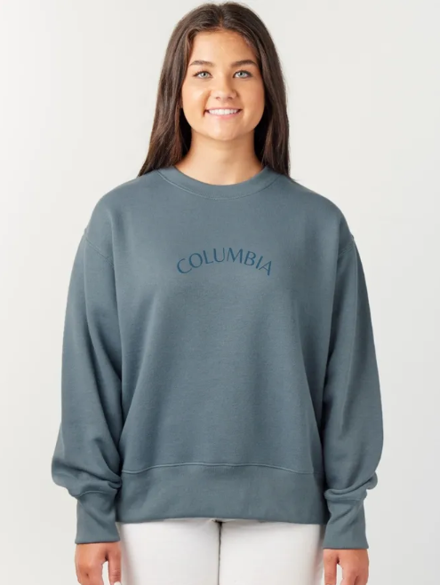 Custom City Embroidered Ladies Boxy Crewneck Sweatshirt