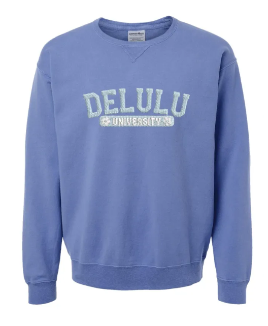 Delulu University Embroidered Comfort Wash Crewneck Sweatshirt