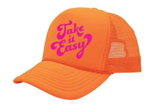 Take It Easy Embroidered Neon Trucker Mesh Hat