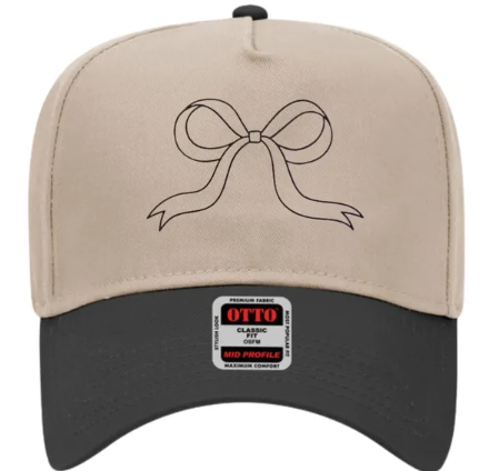 Black Bow Embroidered OTTO 5 Panel Mid Profile Baseball Cap