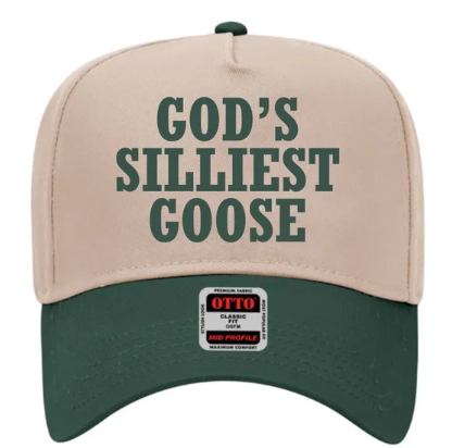 God's Silliest Goose Embroidered Red OTTO 5 Panel Mid Profile Baseball Cap