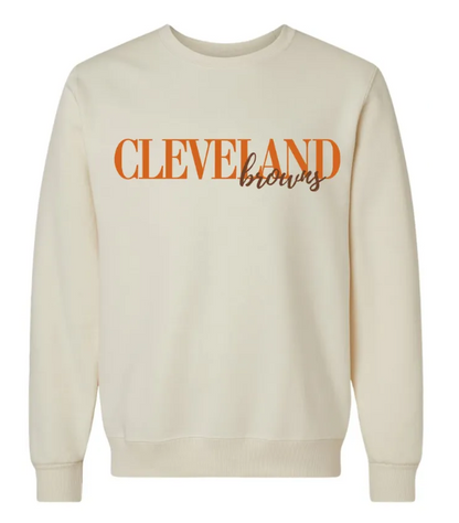 Cleveland Browns Full Front Overlapped Embroidered Crewneck Sweatshirt