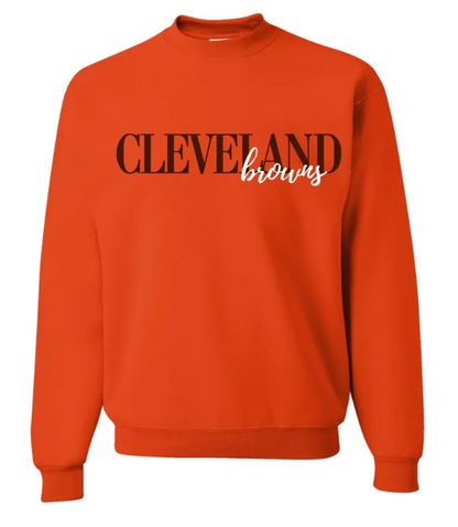 Cleveland Browns Full Front Overlapped Embroidered Crewneck Sweatshirt