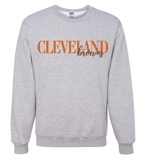 Cleveland Browns Full Front Overlapped Embroidered Crewneck Sweatshirt