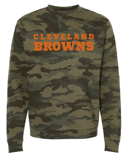 Cleveland Browns Camo Embroidered Crewneck Sweatshirt