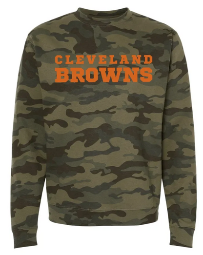 Cleveland Browns Camo Embroidered Crewneck Sweatshirt