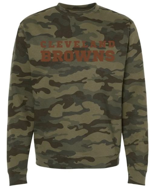 Cleveland Browns Camo Embroidered Crewneck Sweatshirt