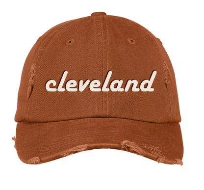 Cleveland Retro Font Embroidered Distressed Baseball Cap