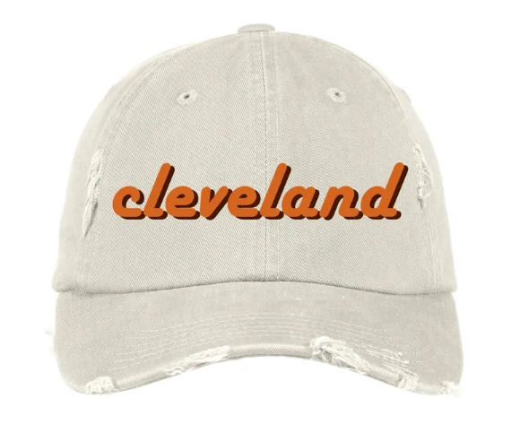 Cleveland Retro Font Embroidered Distressed Baseball Cap