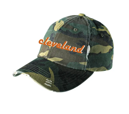 Cleveland Retro Font Embroidered Distressed Baseball Cap