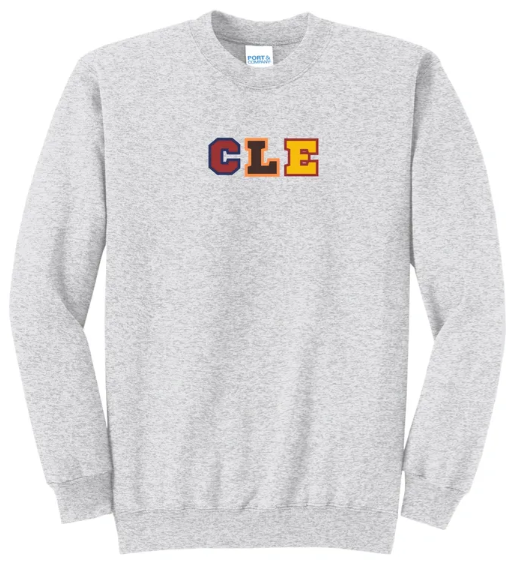 CLE Sports Embroidered Ash Heather Crewneck Sweatshirt