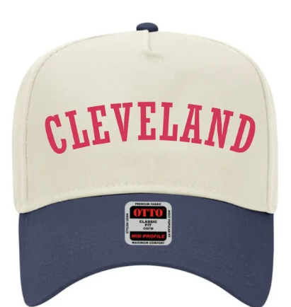 Cleveland Arched Vintage Embroidered OTTO 5 Panel Mid Profile Baseball Cap