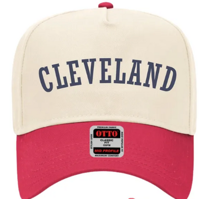 Cleveland Arched Vintage Embroidered OTTO 5 Panel Mid Profile Baseball Cap