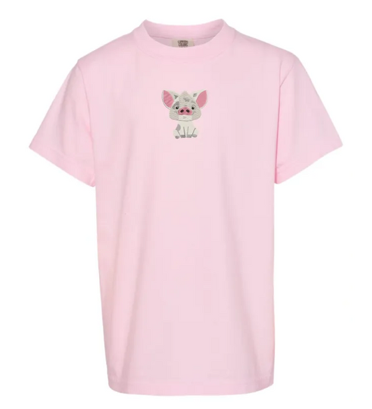 Island Pig Embroidered Comfort Colors Youth & Adult T-Shirt