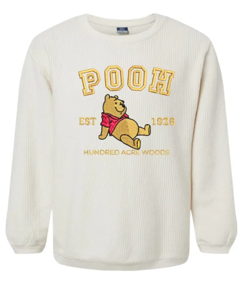 Pooh University Embroidered Cordered Crewneck Sweatshirt