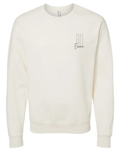 RN "Your Name" White Cream Embroidered Unisex Crew Neck Nurses Sweatshirt