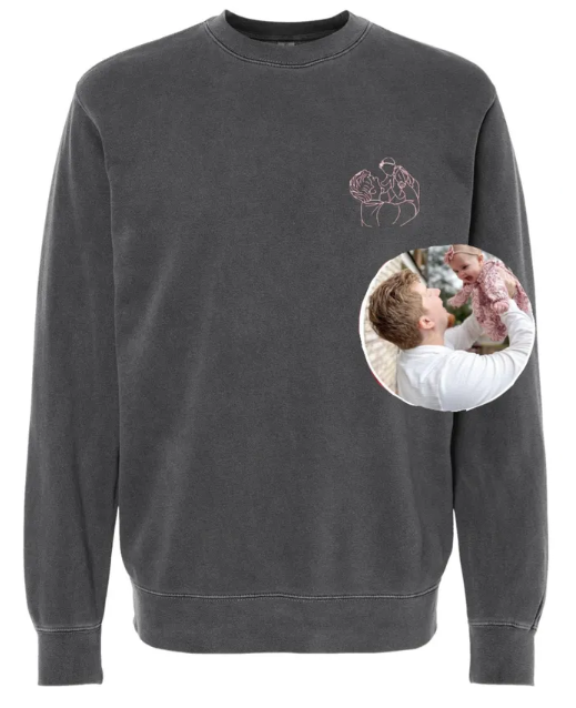 Custom Picture Outline Embroidered Crewneck Sweatshirt