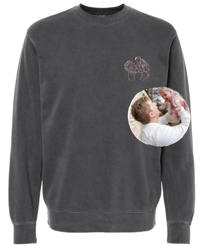 Custom Picture Outline Embroidered Crewneck Sweatshirt