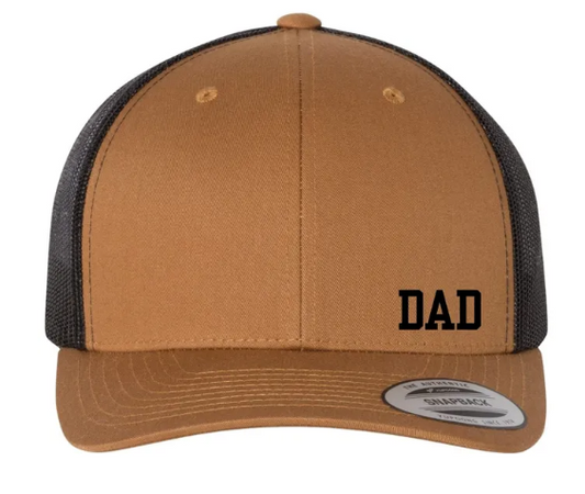 Dad or Custom Word Embroidered Side Panel Snapback Trucker Hat