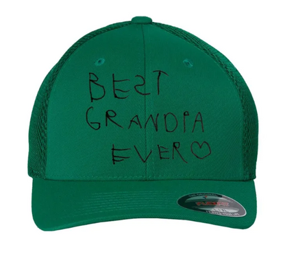 Custom Word or Handwriting Dad or Grandpa Father's Day Flexfit Mesh Hat