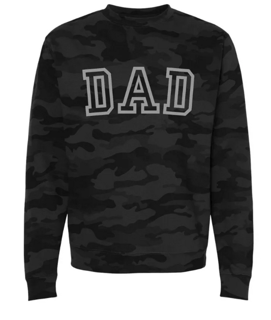 Camo Dad Varsity Letter Outline Embroidered Crewneck Sweatshirt