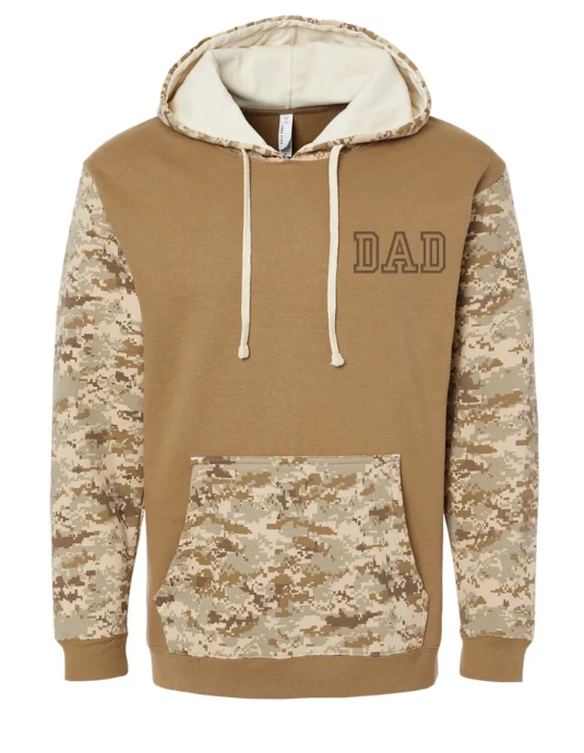 Dad Embroidered Left Chest Camo Hooded Sweatshirt