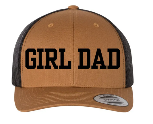 Caramel or Camo Girl Dad Embroidered Snapback Trucker Hat