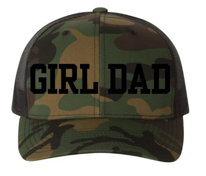 Caramel or Camo Girl Dad Embroidered Snapback Trucker Hat