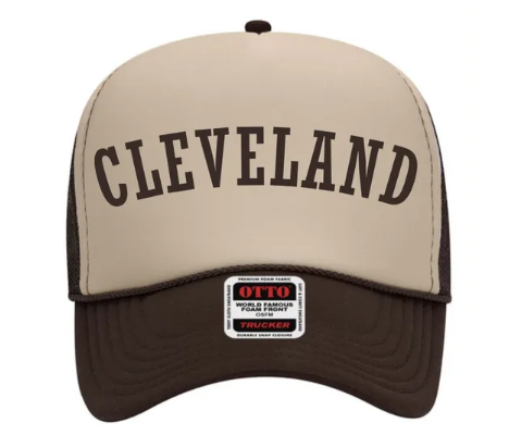 Cleveland Embroidered Otto Cap 5 Panel High Crown Mesh Back Foam Trucker Hat