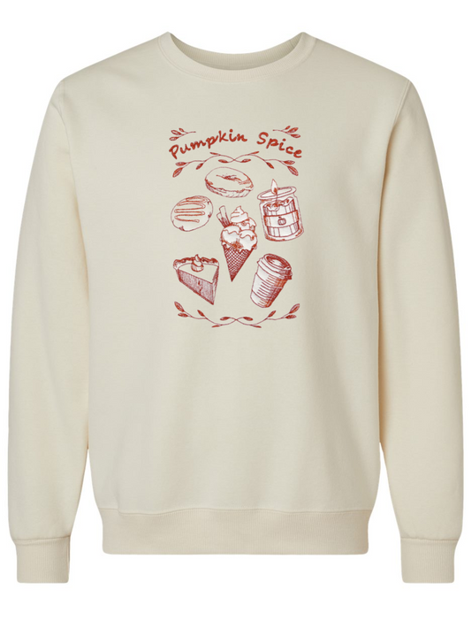 Vintage Pumpkin Spice Embroidered Eco Crewneck Sweatshirt