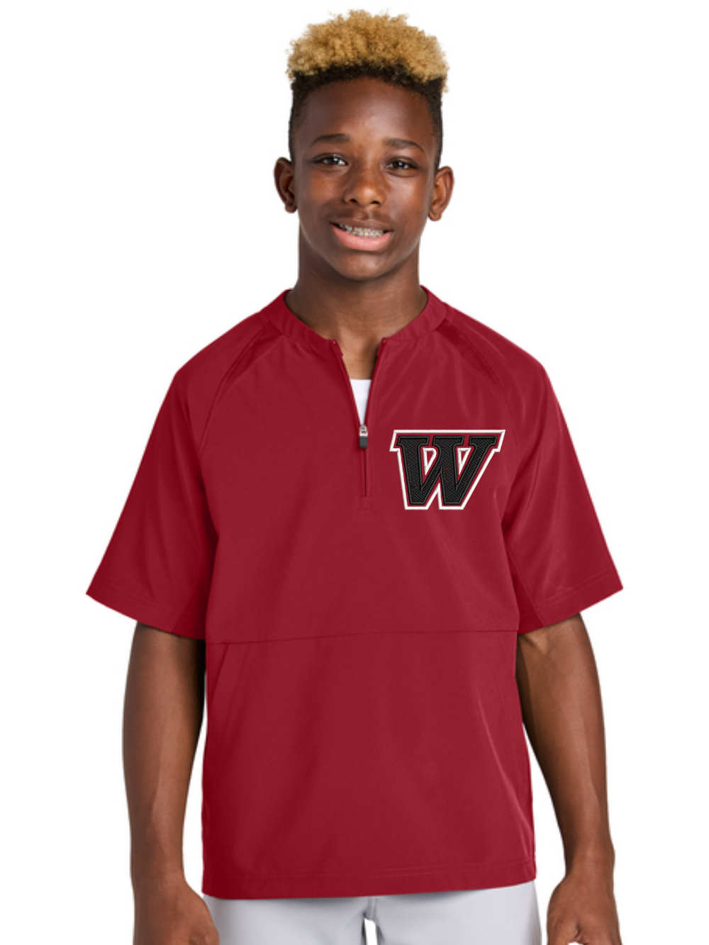Wadsworth Embroidered Sport-Tek® Repeat 1/2-Zip Youth Short Sleeve Jacket